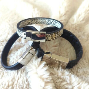 Faux Leather Scrap Bracelet Trio